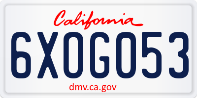 CA license plate 6XOG053