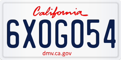 CA license plate 6XOG054