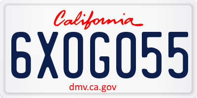 CA license plate 6XOG055