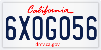 CA license plate 6XOG056