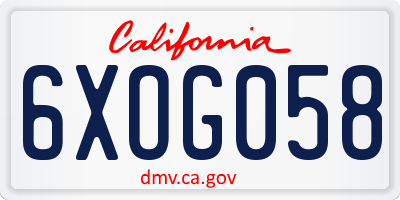 CA license plate 6XOG058