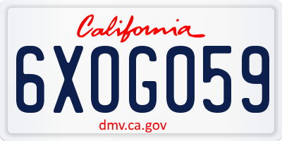 CA license plate 6XOG059