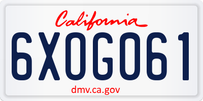 CA license plate 6XOG061