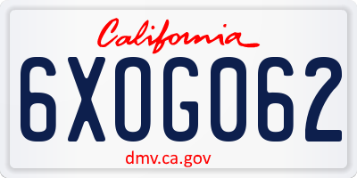 CA license plate 6XOG062