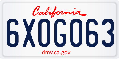 CA license plate 6XOG063