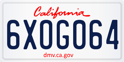 CA license plate 6XOG064