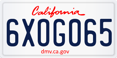 CA license plate 6XOG065