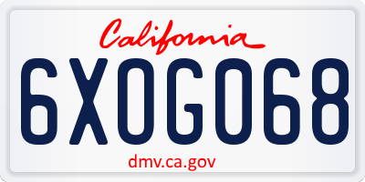 CA license plate 6XOG068
