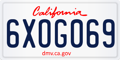 CA license plate 6XOG069