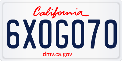 CA license plate 6XOG070
