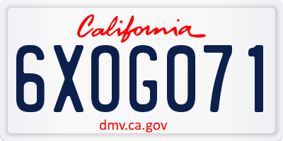 CA license plate 6XOG071