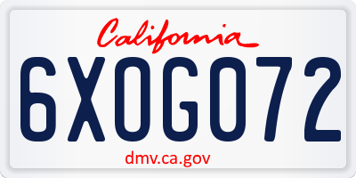 CA license plate 6XOG072