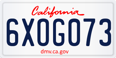 CA license plate 6XOG073