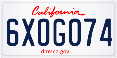 CA license plate 6XOG074