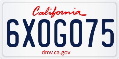CA license plate 6XOG075