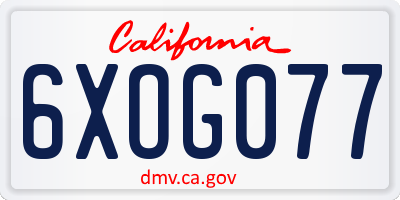 CA license plate 6XOG077