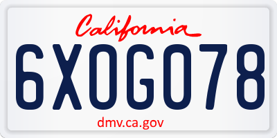 CA license plate 6XOG078