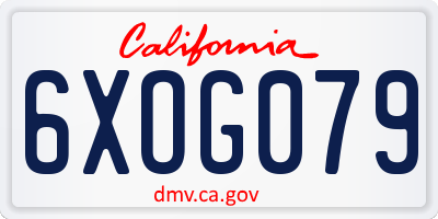 CA license plate 6XOG079
