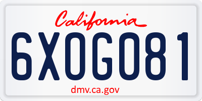 CA license plate 6XOG081
