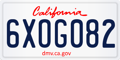 CA license plate 6XOG082