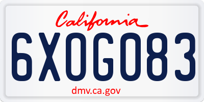 CA license plate 6XOG083