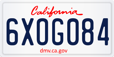 CA license plate 6XOG084