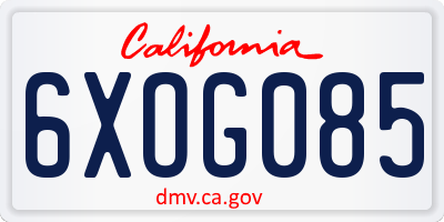 CA license plate 6XOG085