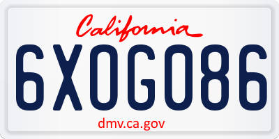 CA license plate 6XOG086