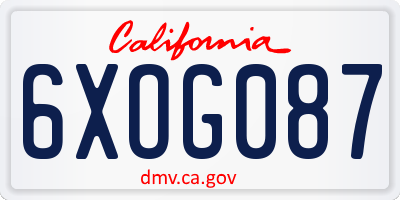 CA license plate 6XOG087