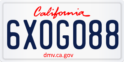 CA license plate 6XOG088