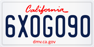 CA license plate 6XOG090
