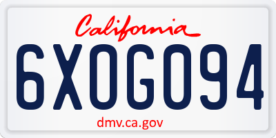 CA license plate 6XOG094