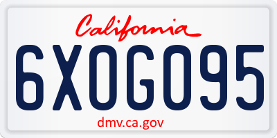 CA license plate 6XOG095