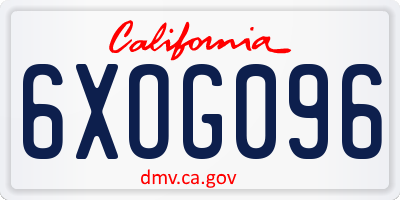 CA license plate 6XOG096