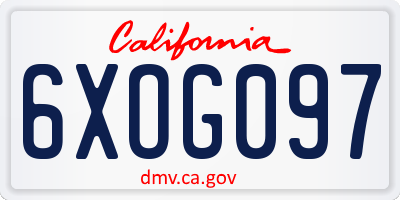 CA license plate 6XOG097