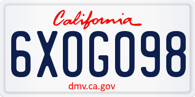 CA license plate 6XOG098