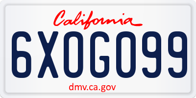 CA license plate 6XOG099