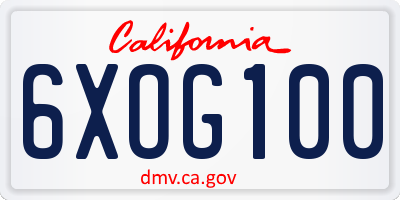 CA license plate 6XOG100
