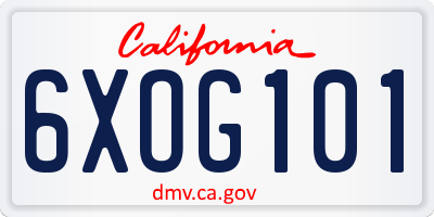 CA license plate 6XOG101