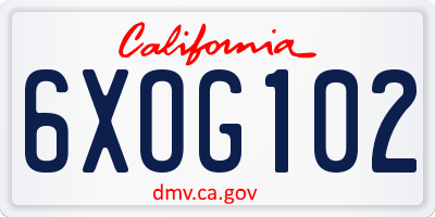 CA license plate 6XOG102
