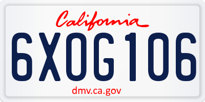 CA license plate 6XOG106