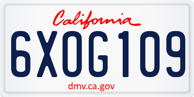 CA license plate 6XOG109