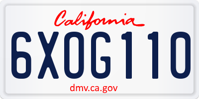 CA license plate 6XOG110