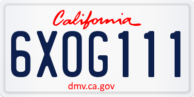 CA license plate 6XOG111