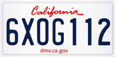 CA license plate 6XOG112