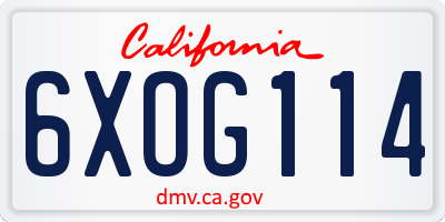 CA license plate 6XOG114