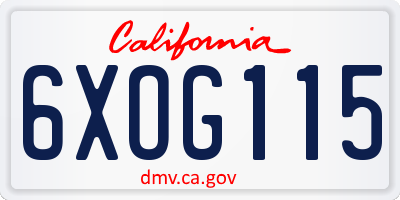 CA license plate 6XOG115