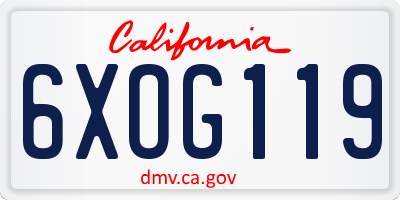 CA license plate 6XOG119