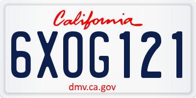 CA license plate 6XOG121