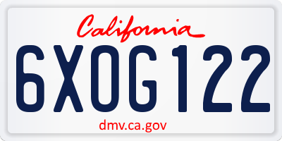 CA license plate 6XOG122